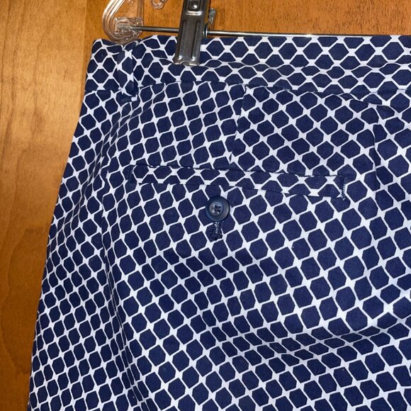 Navy White Geometric Pattern Womens Pants Size 16 Cropped Slim Fit Khakis Gap - Picture 6 of 7